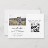 QR Code Modern Sparen de Datum 4 Foto Elegant Save The Date (Achterkant)