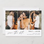 QR Code Modern Sparen de Datum 4 Foto Elegant Save The Date (Voorkant)