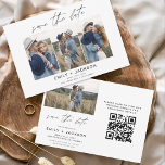 QR Code Modern Sparen de Datum 4 Foto Elegant Save The Date<br><div class="desc">Moderne en elegante horizontale het Landschap Vier (4) de Code van QR van de Foto sparen de Magnet van het Bouw van de Datum met hand geschreven manuscripttypografie. Sparen de magneet van de datumuitnodiging omvat manuscripttypografie en chic en eenvoudig ontwerp dat u uw aangepast afbeelding van de de fotografie van...</div>