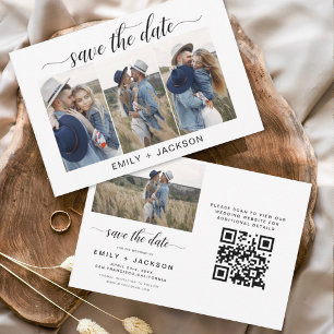 QR Code Modern Sparen de Datum 4 Foto Elegant Save The Date