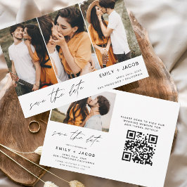 QR Code Modern Sparen de Datum 4 Foto Elegant Save The Date