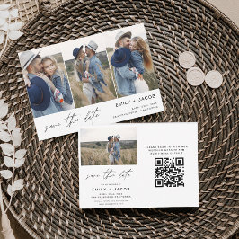 QR Code Modern Sparen de Datum 4 Foto Elegant Save The Date