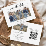 QR Code Modern Sparen de Datum 4 Foto Elegant Save The Date<br><div class="desc">Moderne en elegante horizontale het Landschap Vier (4) de Code van QR van de Foto sparen de Magnet van het Bouw van de Datum met hand geschreven manuscripttypografie. Sparen de magneet van de datumuitnodiging omvat manuscripttypografie en chic en eenvoudig ontwerp dat u uw aangepast afbeelding van de de fotografie van...</div>