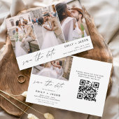 QR Code Modern Sparen de Datum 4 Foto Elegant Save The Date