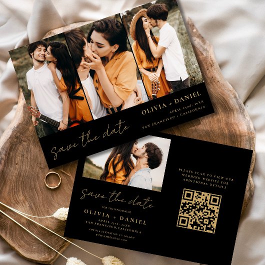 QR Code Modern Sparen de Datum 4 Foto Elegant Save The Date
