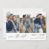 QR Code Modern Sparen de Datum 4 Foto Elegant Save The Date (Voorkant)