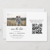 QR Code Modern Sparen de Datum 4 Foto Elegant Save The Date (Achterkant)