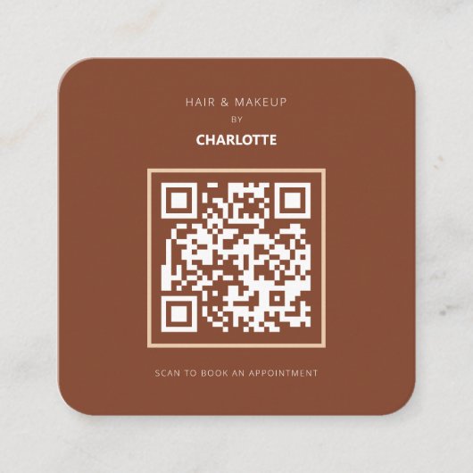 QR Code Modern Terracotta Appointcard Vierkante Visitekaartje (Voorkant)
