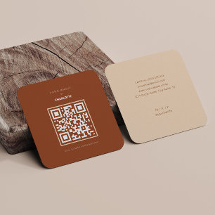 QR Code Modern Terracotta Appointcard Vierkante Visitekaartje
