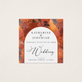 QR Code Modern Terracotta Arch Wedding Uitnodiging Vierkante Visitekaartjes
