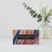 QR CODE Modern terracotta blue glitter Gold Visitekaartje (Staand voorkant)