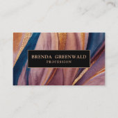 QR CODE Modern terracotta blue glitter Gold Visitekaartje (Voorkant)