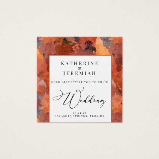 QR-code Modern Terracotta Boho Weddenschap Vierkante Visitekaartjes (Voorkant)