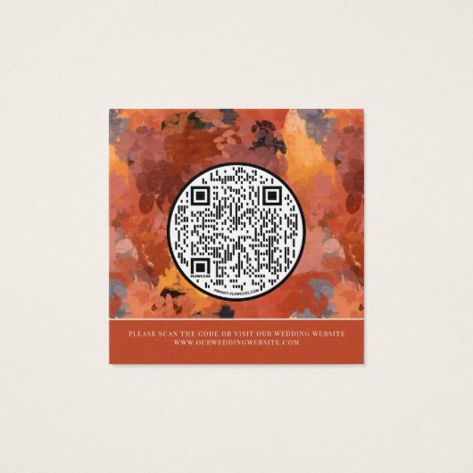 QR-code Modern Terracotta Boho Weddenschap Vierkante Visitekaartjes (Achterkant)
