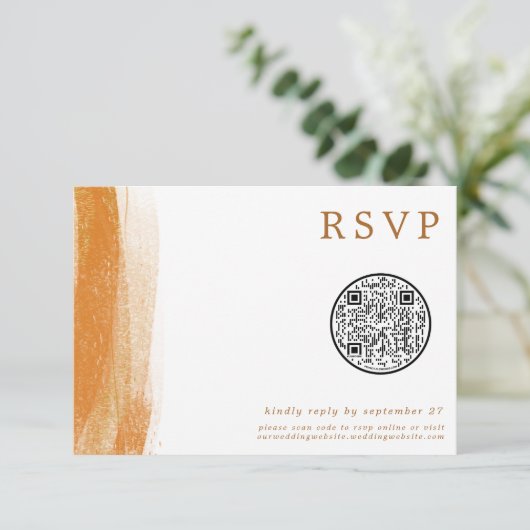 QR-code Modern Terracotta Gold Foil Wedding RSVP (Staand voorkant)