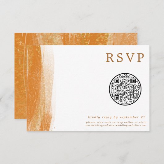 QR-code Modern Terracotta Gold Foil Wedding RSVP (Voorkant / Achterkant)