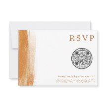 QR-code Modern Terracotta Gold Foil Wedding RSVP