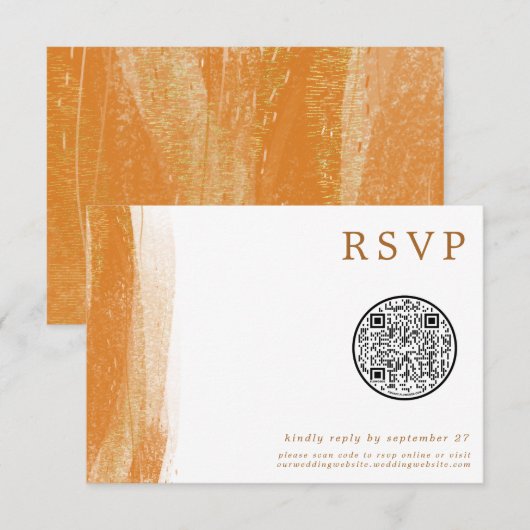 QR-code Modern Terracotta Gold Foil Wedding RSVP Kaartje (Voorkant / Achterkant)