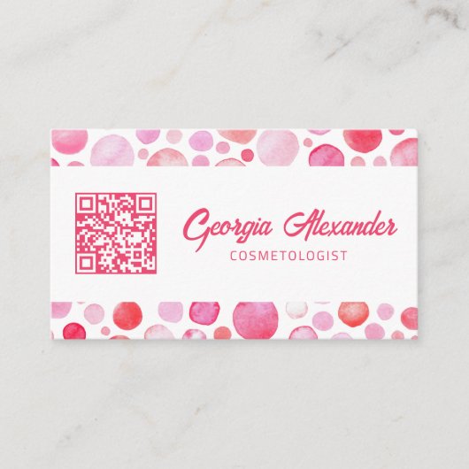 QR-code Modern Trendy Abstracte cosmetoloog Visitekaartje (Voorkant)