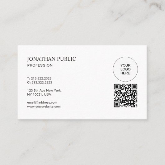 QR-code Modern Upload Uw Logo Professioneel Visitekaartje (Voorkant)