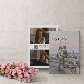 QR Code Modern Vellum Overlay Script 3 Foto Save The Date