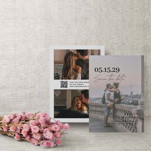 QR Code Modern Vellum Overlay Script 3 Foto Save The Date