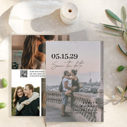 QR Code Modern Vellum Overlay Script 4 Foto Save The Date
