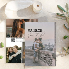 QR Code Modern Vellum Overlay Script 4 Foto Save The Date
