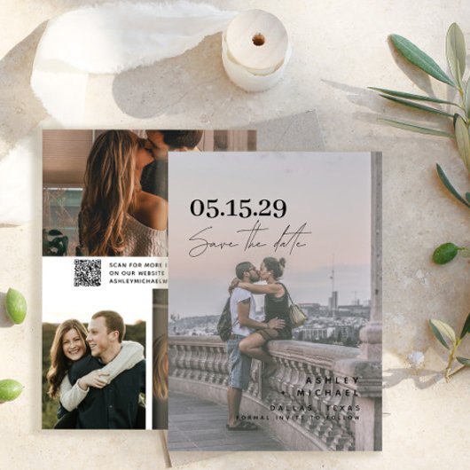QR Code Modern Vellum Overlay Script 4 Foto Save The Date