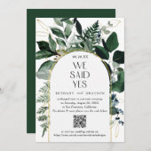 QR-code, Modern Waterverf Greenery Wedding Aankondiging (Voorkant / Achterkant)