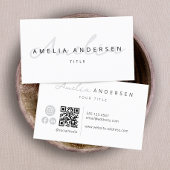 QR Code Modern Wit Professioneel Script Visitekaartje