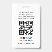 QR-code | Modern zakelijk logo evenementenbadge Badge (Achterkant)