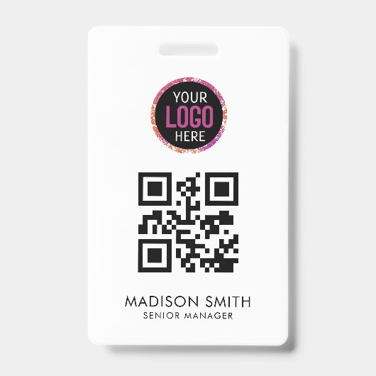 QR-code | Modern zakelijk logo evenementenbadge Badge (Voorzijde)