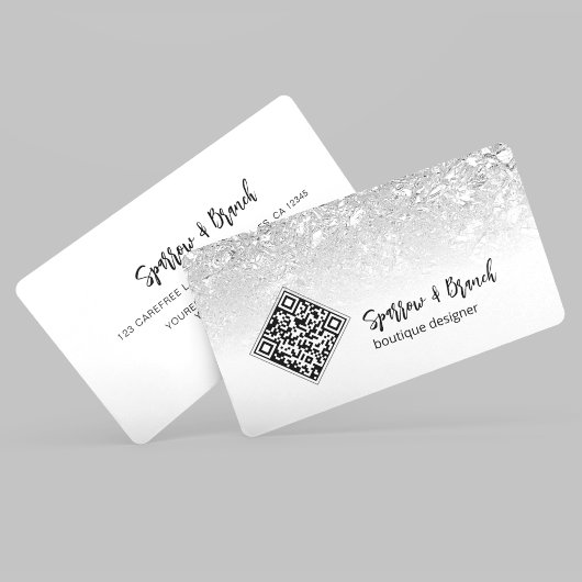 QR-code modern zilveren boetiek visitekaartje