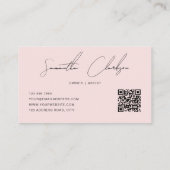 QR Code Modern Zuivere Blozende Roze Handgeschreve Visitekaartje (Achterkant)