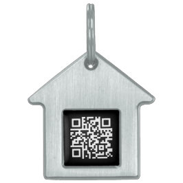 QR Code | Modern Zwart Als Vermist Scanbaar Huisdieren Naamplaatje