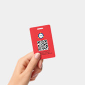 QR-code | Modern zwart bedrijfslogo evenement Badge (Handheld)
