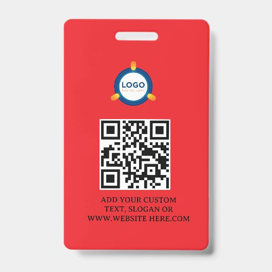 QR-code | Modern zwart bedrijfslogo evenement Badge (Voorzijde)