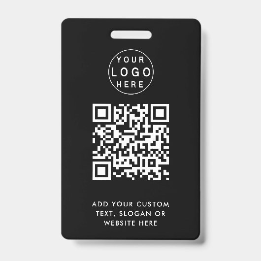 QR-code | Modern zwart bedrijfslogo evenement Badge (Voorzijde)