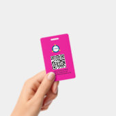 QR-code | Modern zwart bedrijfslogo evenement Badge (Handheld)