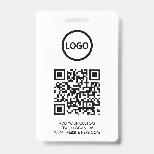 QR-code | Modern zwart bedrijfslogo evenement Badge (Voorzijde)