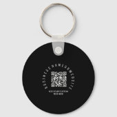 QR-code modern, zwart bedrijfslogo Rond Sleutelhanger (Voorkant)
