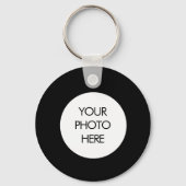QR-code modern, zwart bedrijfslogo Rond Sleutelhanger (Achterkant)