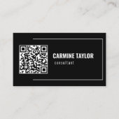 QR-code modern zwart en wit Visitekaartje (Voorkant)