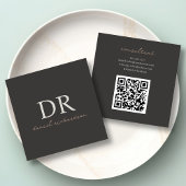 QR Code Modern Zwart Esthetisch Initiaal Monogram Vierkante Visitekaartje
