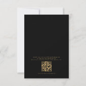 QR Code Modern Zwart Goud Minimal Leaf Wedding Kaart (Achterkant)
