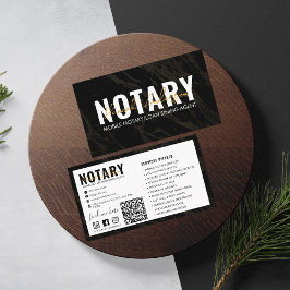QR-code | Modern zwart marmer mobiele notaris open Visitekaartje
