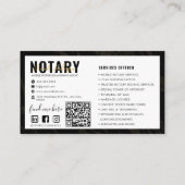 QR-code | Modern zwart marmer mobiele notaris open Visitekaartje (Achterkant)