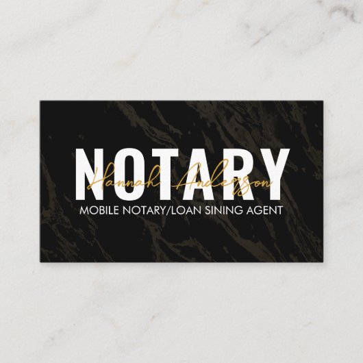 QR-code | Modern zwart marmer mobiele notaris open Visitekaartje (Voorkant)