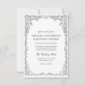 QR-code Modern Zwart & Wit Minimal Trouwen Kaart (Voorkant)